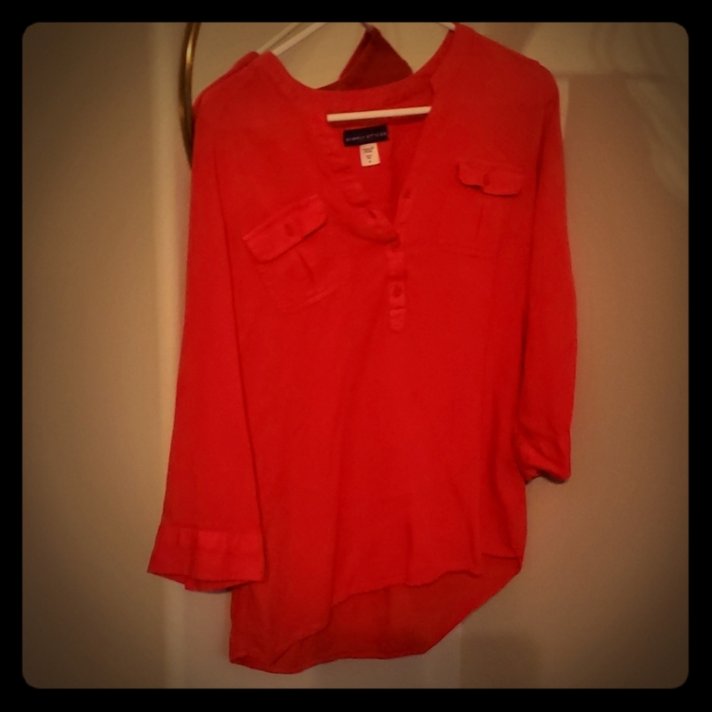 V neck rolled sleeves blouse